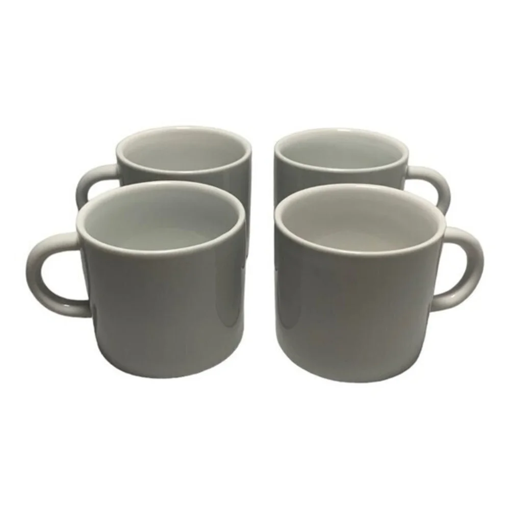 Set 4 Crate & Barrel White Porcelain Espresso Cups 2.5